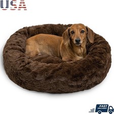 Calming Donut Dog Cat Bed Orthopedic Plush Cuddler Soft Cozy Comfort Washable US