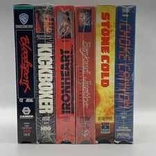 Action Movie VHS 6 Lot - Bloodsport/Kickboxer/Stone Cold/Ironheart - Van Damme 