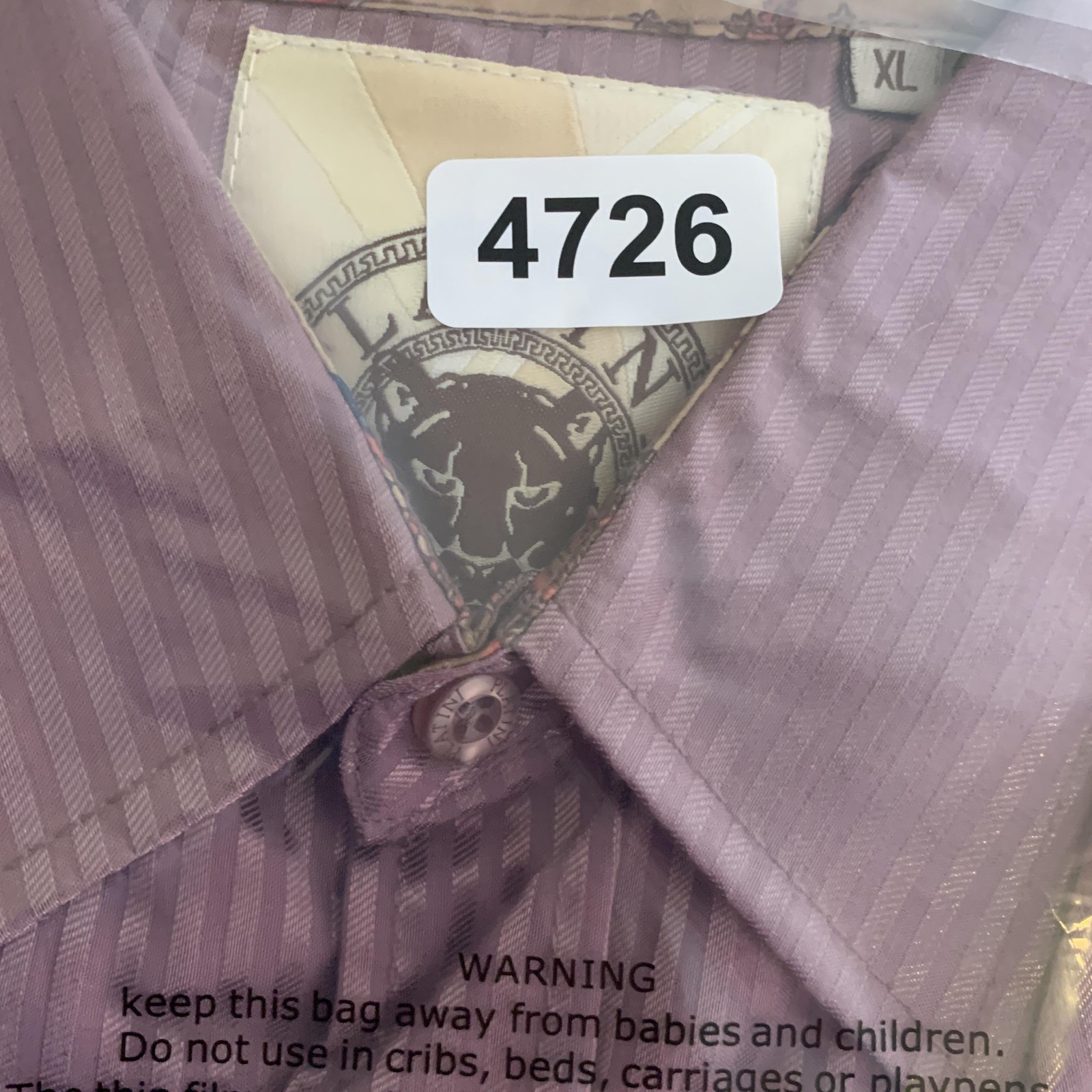 Platini Jeans Cougar Shirt Mens XL Pink Striped Embroidered Cross Rhinestone