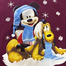 Mickey Mouse Pluto Christmas Sweatshirt XL Burgundy Jerry Leigh Disney Winter