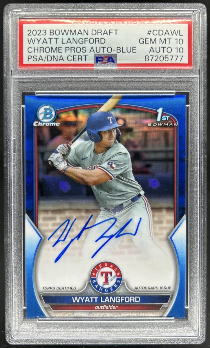 2023 Bowman Draft Wyatt Langford Chrome Auto Blue Refractor 1st