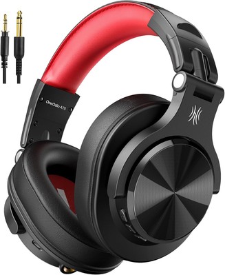 OneOdio A70 Bluetooth Over Ear Headphones, Wireless Headphones w/ 72H Red 