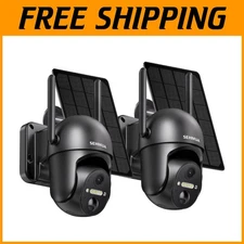 Solar Outdoor Camera 2 Pack - Color Night Vision, PIR Sensor