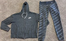 Nike Womens Hoodie Pullover & Leggings Set Bundle Large & Medium 