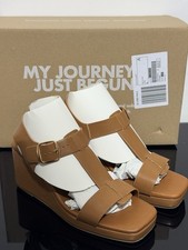 JD Williams Emilia Wide Fit Wedge Sandals Tan Brown UK 6 Strappy Buckle New