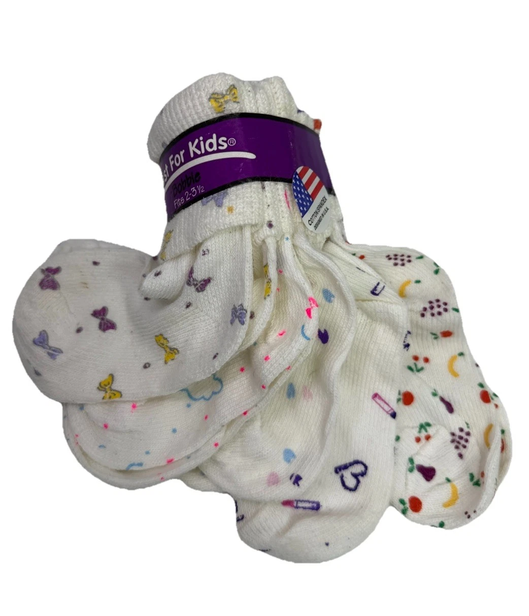 VTG Toddler Girls Bobbie Socks Printed 80’s Sz 2-3.5 USA Made Fruit Moon Bows
Opens in a new window