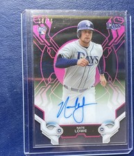 2019 Topps High Tek - High Tek Autographs Nate Lowe #HTA-NL Pink 10/75 (AU, RC)