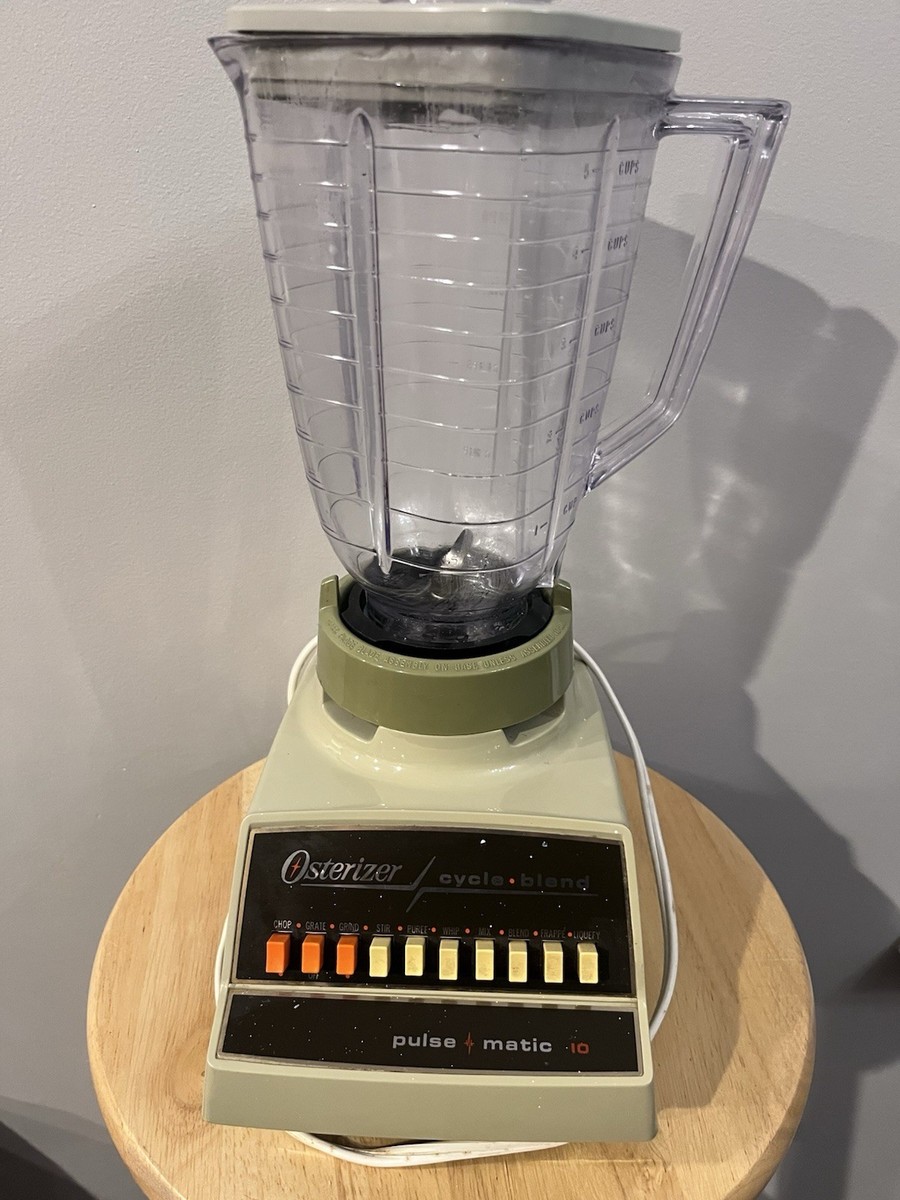 Vintage Osterizer Cycle Blend Pulse-Matic 10 Blender Olive Green