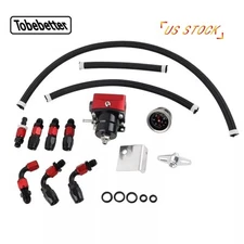 Adjustable Fuel Pressure Regulator Kit Oil 0-100psi AN6 Fitting Hose End Black