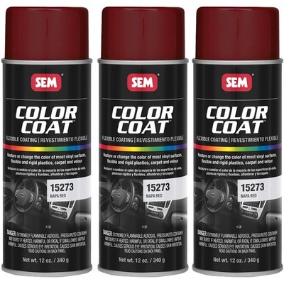SEM Color Coat Napa Red Flexible Vinyl Spray Auto Paint 12 oz. SEM 15273, 3 Pack