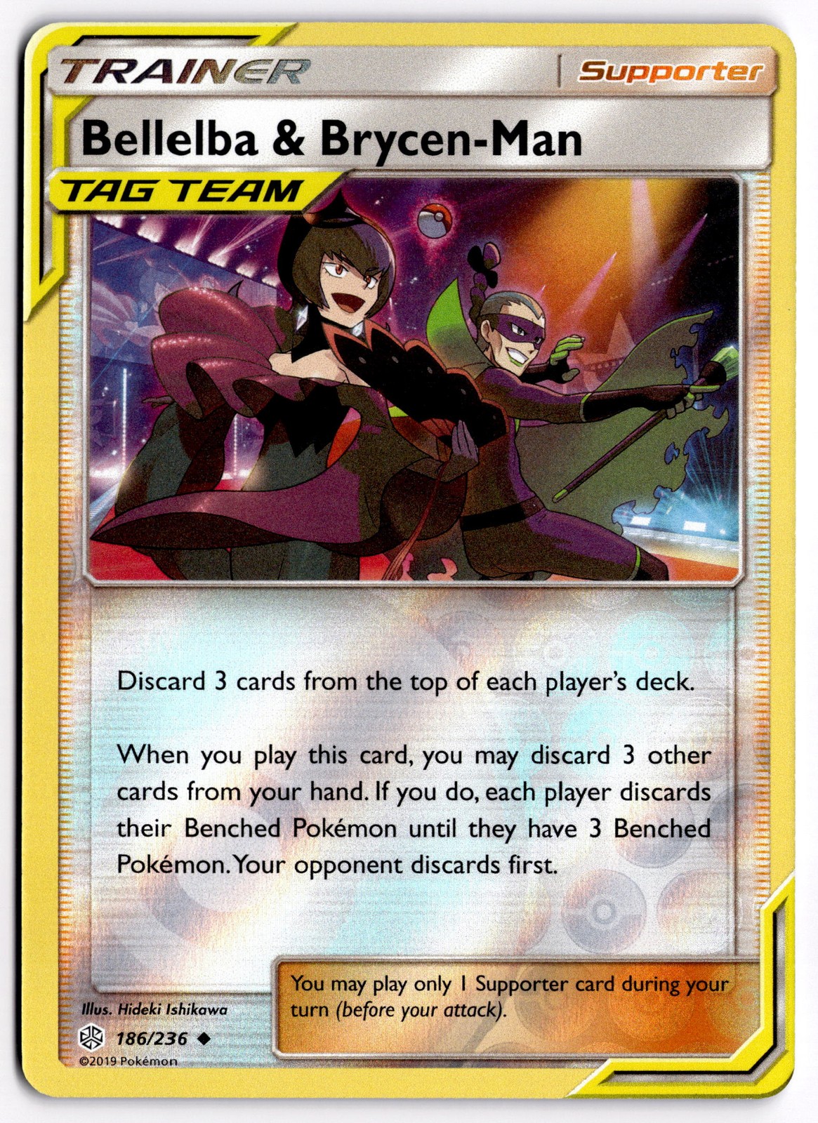 Pokemon TCG Bellelba & Brycen-Man 186/236 SM - Cosmic Eclipse Reverse H
