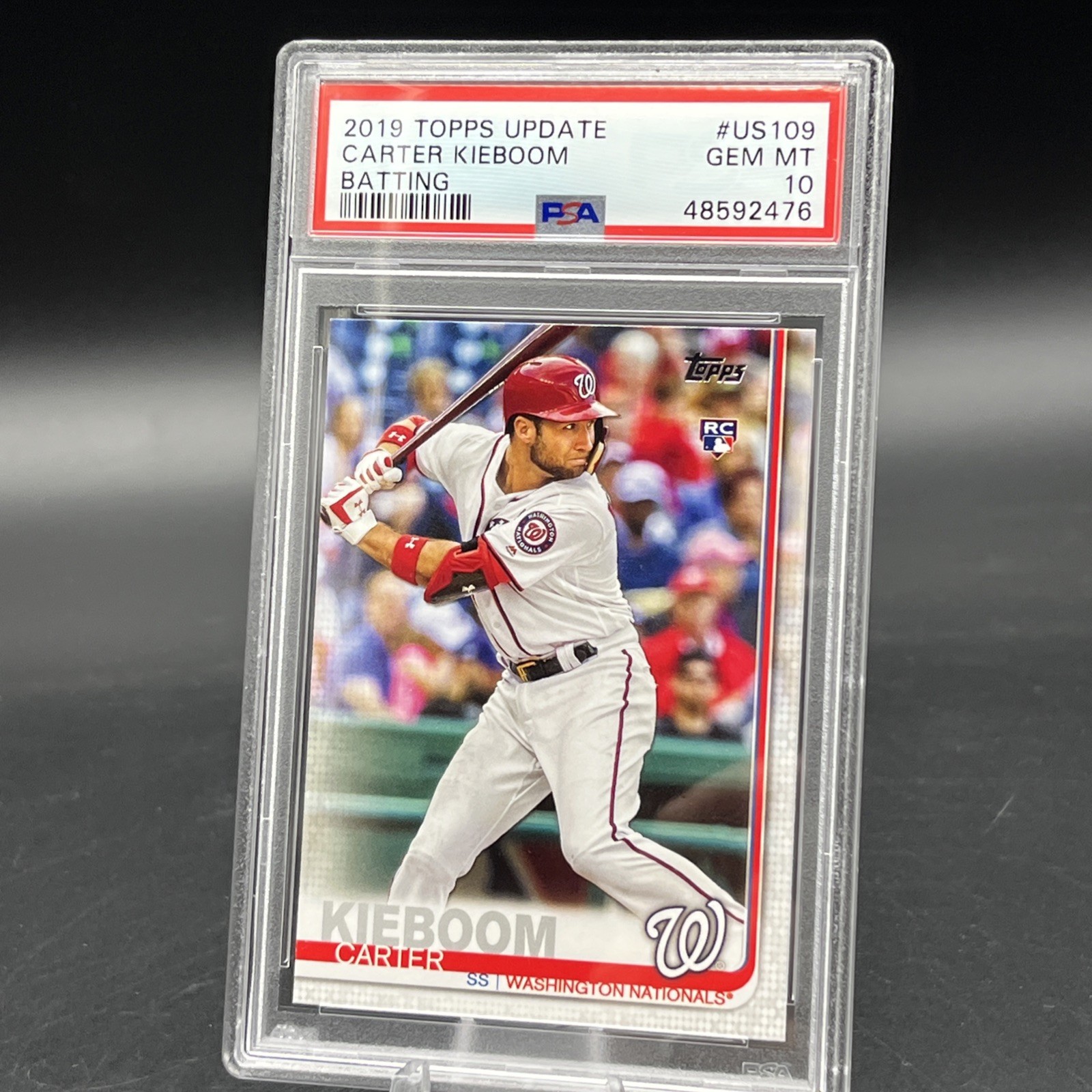 Carter Kieboom (RC) Rookie Card PSA 10 (2019 Topps Update, #US109) Batting