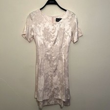 Vintage Jamie Brooks 90s Satin Jacquard Floral Button Midi Dress, Pink- 7/8