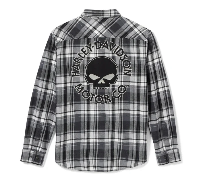 Harley Davidson Willie G Skull Plaid Long Sleeve Shirt 99290-25VM - Image 2 of 2