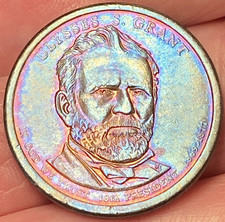 2011-D ULYSSES S. GRANT PRESIDENTIAL DOLLAR COIN Rainbow Toned Little Dark #7