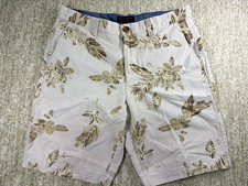 Banana Republic Aiden Men's Beige Floral Cotton Chino Shorts 10" Flat Front
