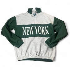 Vintage 80s 90s New York 1/4 Zip Sweatshirt Mock Neck L-XL Streetwear Athleisure