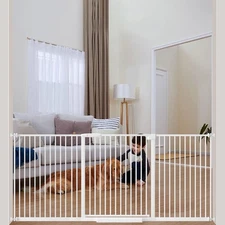 1.37" Ultra Narrow Spacing Extra Wide Dog Pet Gate 69.48-77.36" Pressure Moun...
