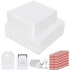 200pcs Cushioning Foam Pouches Moving Supplies, 2 16"x16", 12"x12", White