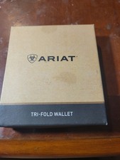 Ariat Men's Brown Trifold Wallet Embroidered Logo Credit Card Slots ID Window