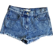 Bullhead High Rise Jean Shorts 26 Acid Wash Frayed Festival Coastal Cowgirl 90s