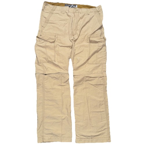 Wear First Men’s 38x32 Cargo Zip Off Shorts Utility Pants Pockets Tan Khaki Y2K