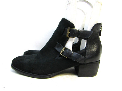 Isola Size 8.5 M Black Suede Buckle Zip Ankle Fashion Boots Bootie
