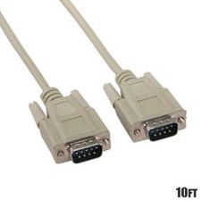 10FT DB9 9-Pin RS232 Male to Male Serial Port Cable Cord Straight Molded Ivory