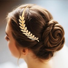 Greek Goddess Leaf Headband Gold Bride Wedding Headpiece Bridal Hair Accessor...