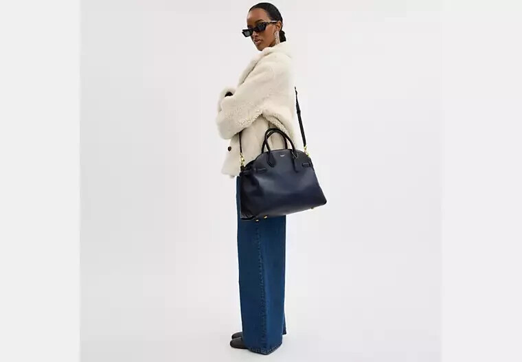 NWT Coach Soft Empire Carryall Bag 40, Brass/Dark Navy CW616