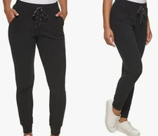 Marc New York Women's Ribbed Knit Soft Slim Jogger Pants, Black S,M,L,XXL