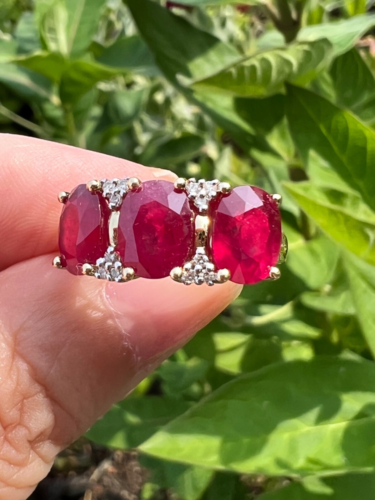 14K GOLD TRILOGY “PAST PRESENT FUTURE “ RUBY DIAM… - image 23