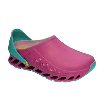 SCHOLL Profi Arbeitssockel EVOFLEX FUXIA/SMARAGD Gummischuh Strap