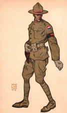 WWI Army Soldier Military Police General Headquarters Patch Postcard