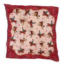 Vintage Western Rodeo Paisley Red Checked Scarf Bandana 20.5" x 20"