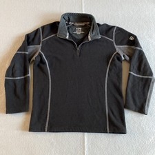 Kuhl Revel 1/4 Zip Sweater Youth Boys Large Kashmira Fleece Pullover Black/Gray