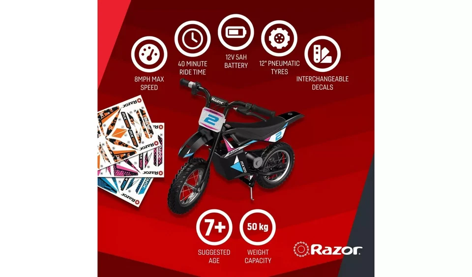Razor Kids Dirt Bike Rocket MX125 Childrens Sport Off Road Motorcycle 7 Years+ - Image 2 of 4