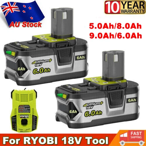 18V 6.0Ah for Ryobi One+ Li-Ion Battery / Charger P108 P104 RB18L25 RB18L40  P109