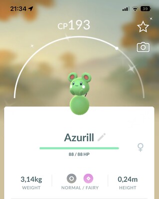 Shiny Azurill Pokemon Gen4 Go Same / 30 Day Pokémon Marill Azumarill Baby Eggs