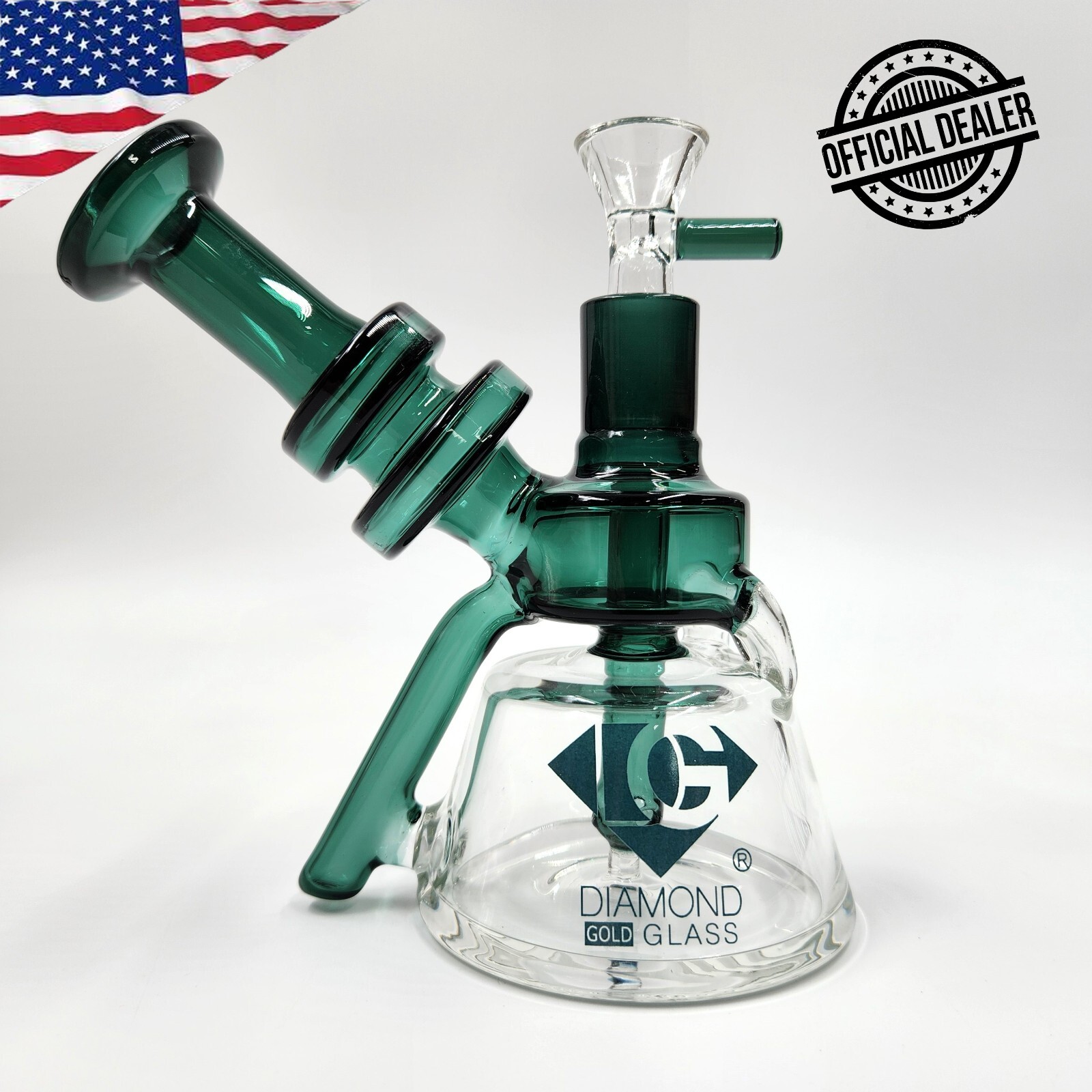 6" Diamond Glass GREEN Bubbler Bong RECYCLER Smoking Water Pipe Hookah