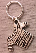 STRIPED SHIRT STITCH MARKERS, Set of 2 - Pewter Charm on Silver Plated Ring KNIT