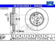 2 St. Bremsscheibe ATE 24.0124-0222.1 f&uuml;r Renault