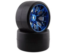 Sweep VHT Crusher Pre-Mounted Monster Truck Belted Slick Tires (Blue) (2)