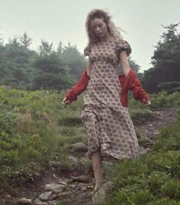 Doen Small floral puffy sleeve high-waisted dress