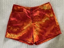 Vintage 90s Neon Tie Dye Nylon Shorts Psychedelic Beach Rave Fest Surf Skate Fun