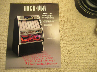 Original ad 1989 ROCK-OLA JUKEBOX  cd/45 model 498cdx    FLYER