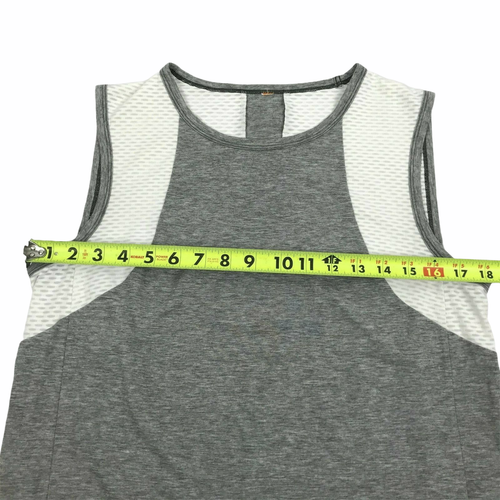 LUCY Tank Top, Sleeveless Shirt Top. High Low Hi Lo Style Gray White Women's M - Picture 5 of 10