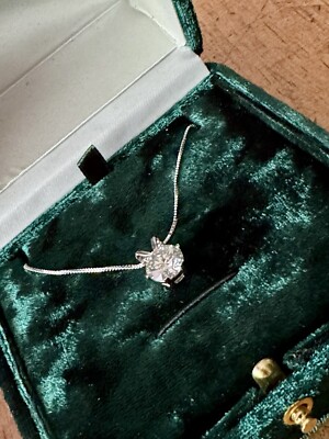 Diamant Collier 3ct Rundschliff Lab Created Moissanite 14K Weißgold vergoldet Box