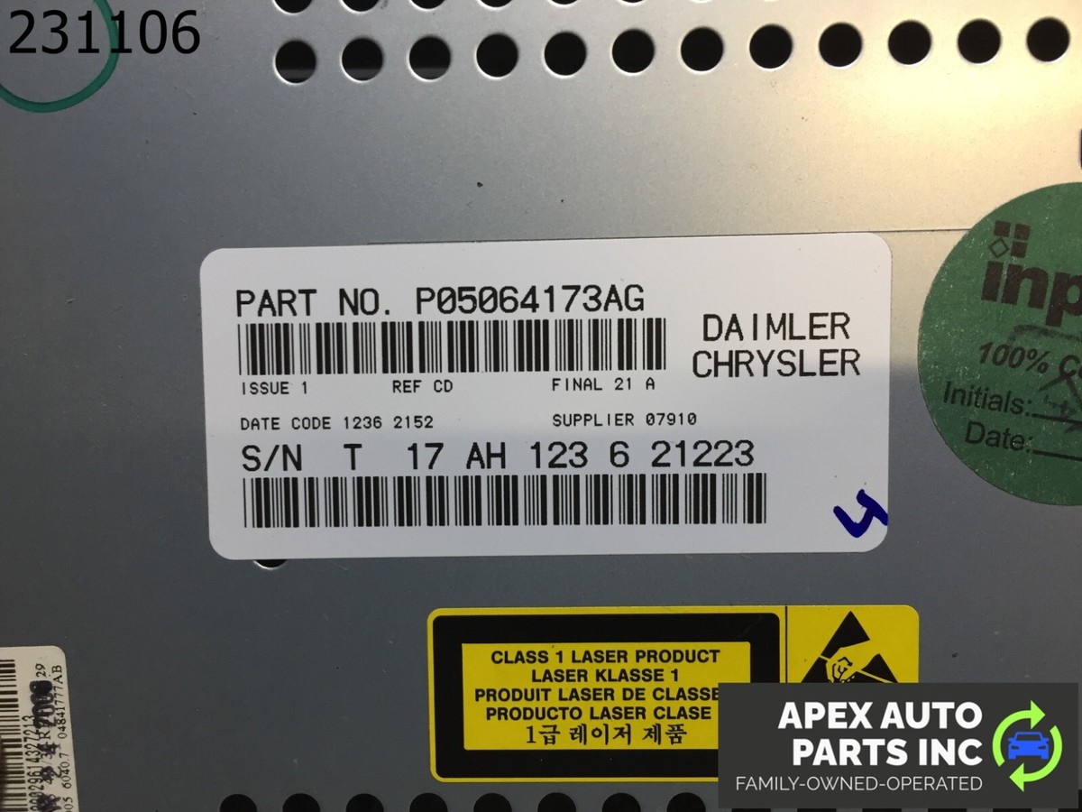 OEM 2006 Chrysler PT Cruiser Radio 6 MP3 CD Player RAQ