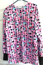 Peaches Scrub Top Jacket Medical Uniform Women's Size S Hearts Cotton Deep Pocke